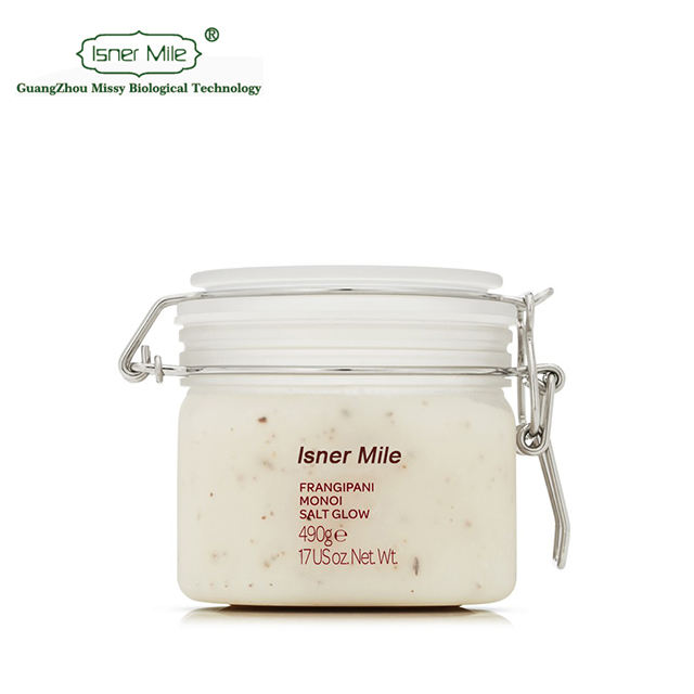 OEM/ODM Private Label Frangipani Monoi Glow Skin Exfoliates Whitening Smooth Softens Salt Facial Body Cream Scrub Exfoliator