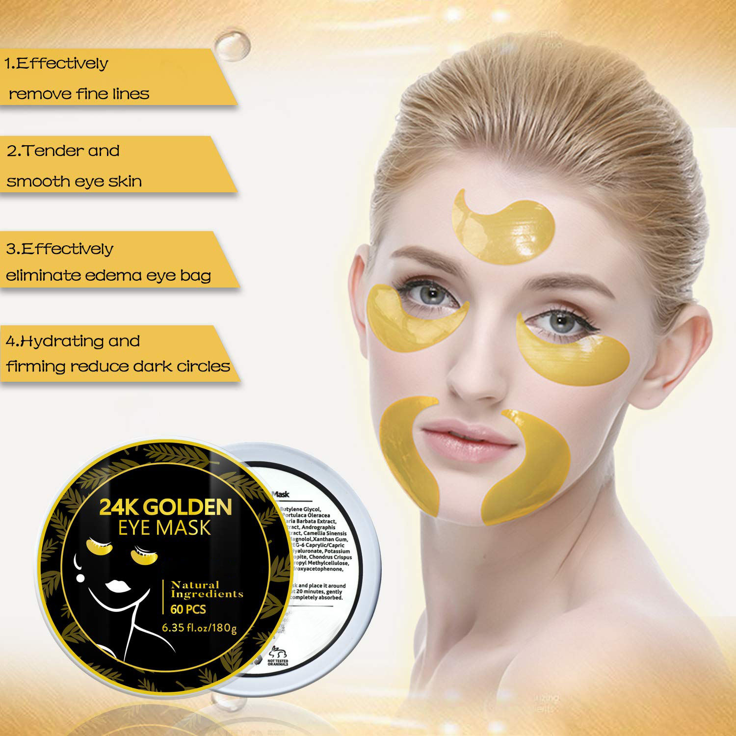 Home Spa Skin Care Treatment Dark Circle Puffy 24K Gold Under Eye Patches Eye Bag Treatment Masks