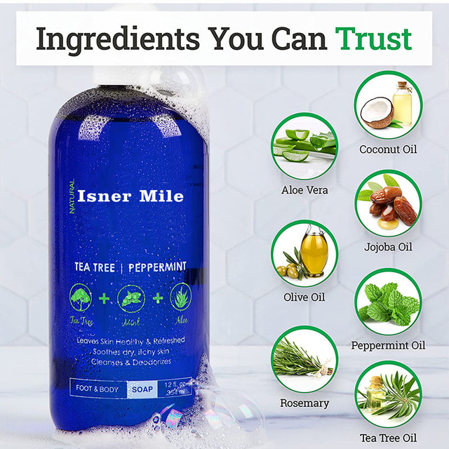 Private Label Tea Tree Body Wash Organic Exfoliating Deep Cleaning Soothes Deodorizes Bodywash Shower Gel Wholesale