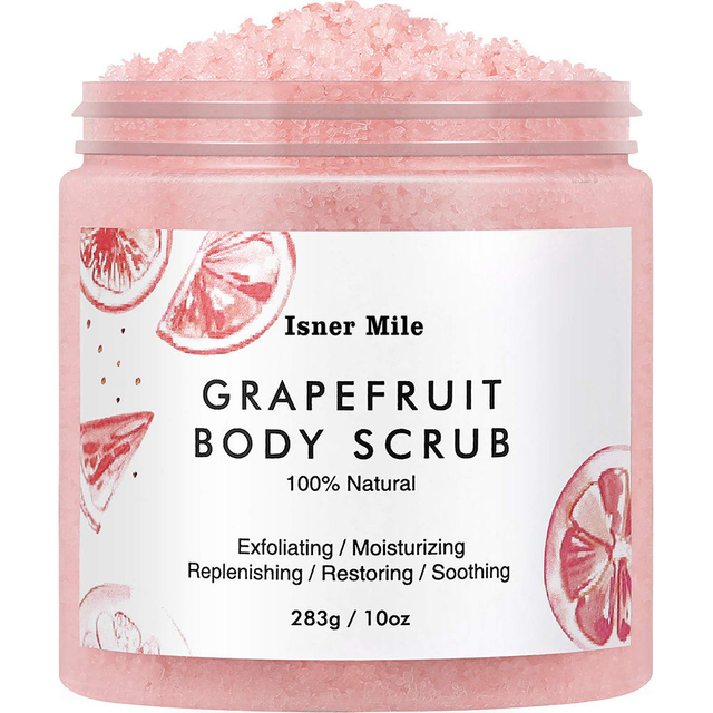 Isner Mile OEM/ODM Private Label Natural Dead Sea Salt Grapefruit Moisturizing Cellulite Remover Exfoliating Body Scrub