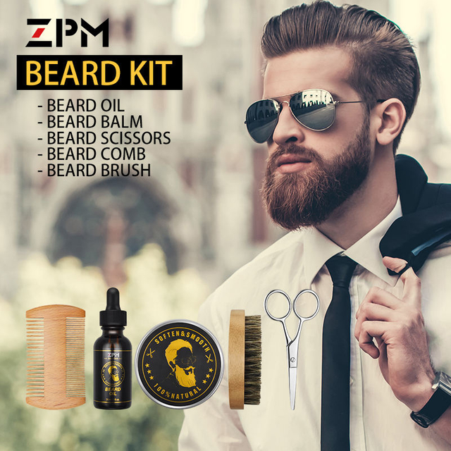 ZPM 5 In 1 Men Beard Care Balm Oil Gift Set Beard Grooming Kit