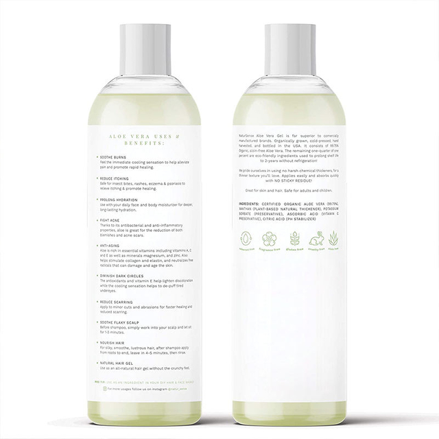 Organic moisturizing soothing for sunburn chapped skin repair skin aloe vera gel