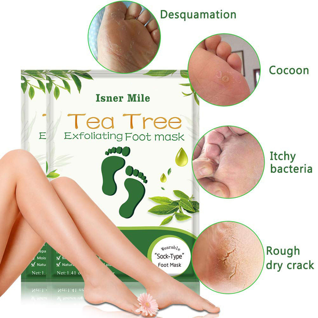 Removes calluses dead dry skin peel tea tree foot exfoliation socks peeling