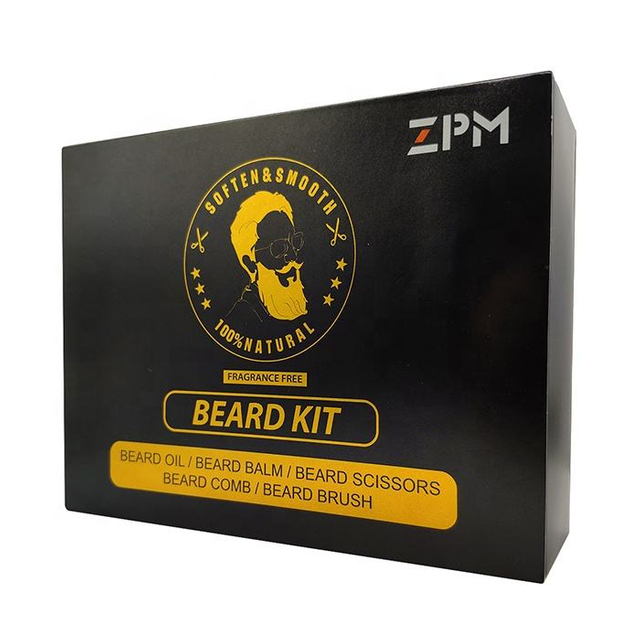 OEM/ODM Private label Men Natural Mustache oil comb Bam wax 100% Stainless steel Scrissors Beard Care Grooming Kit Gift Set