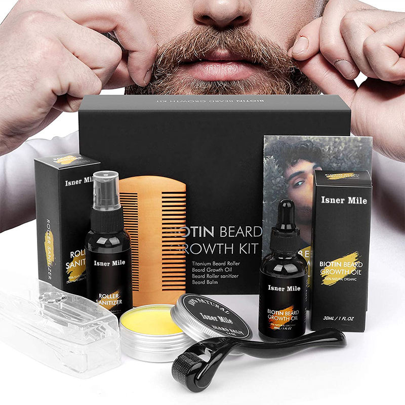 BIOTIN Beard Growth Grooming Kit 100% Organic Private Label Beard Grooming set