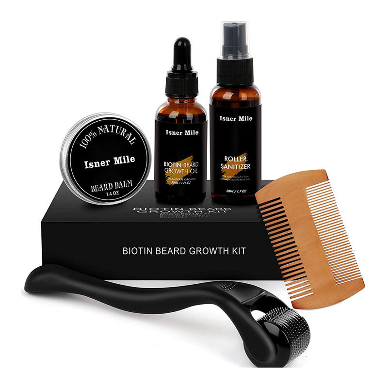 BIOTIN Beard Growth Grooming Kit 100% Organic Private Label Beard Grooming set