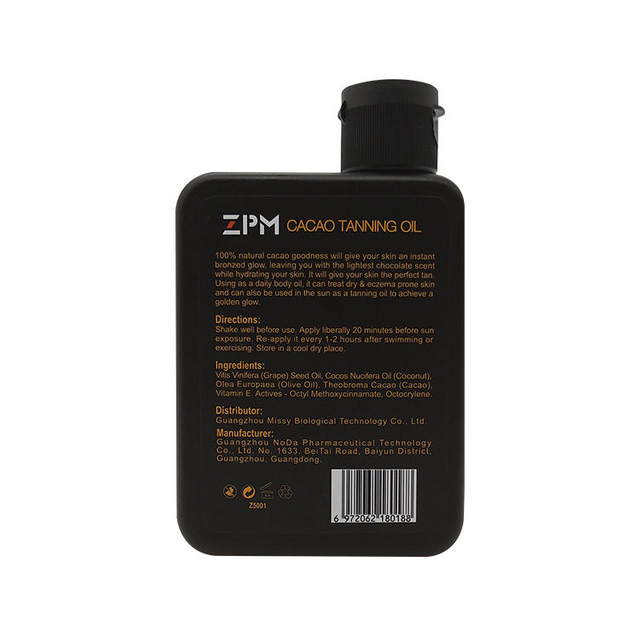 2020 Hot Selling ZPM natural cacao tanning oil private label out door tanner sun tan body oil