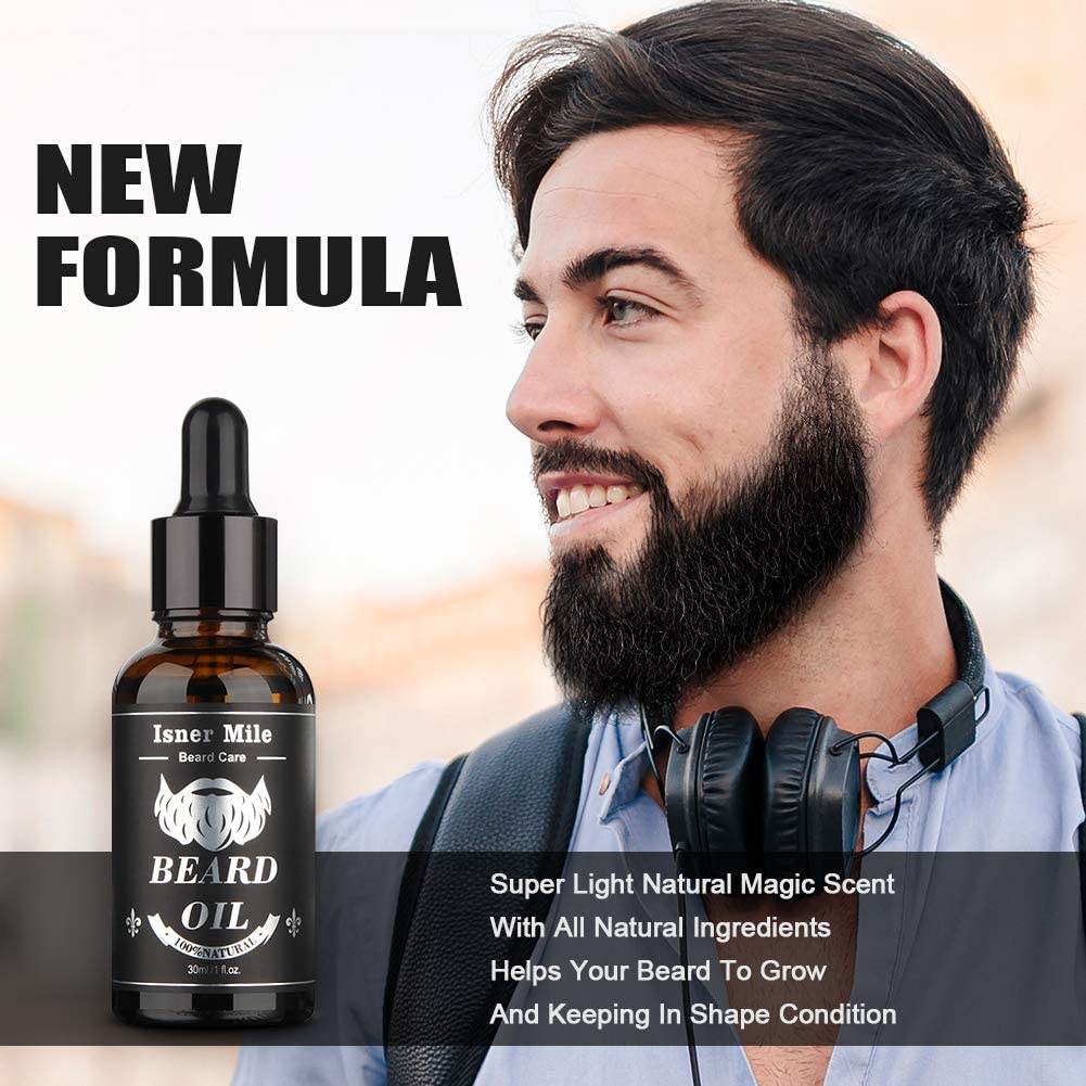 100% Natural Beard Growth Oil Mens Gift Set Castor Oil Serum Conditioner Grooming Kit