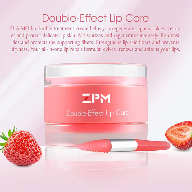 ZPM Custom strawberry double-effect lip care Lady moisturing lip scrub hydrating lip sleeping mask